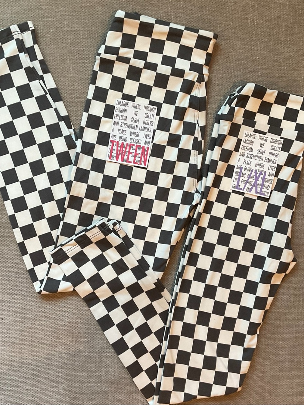 LuLaRoe Black & White Checkerboard Kids Leggings
